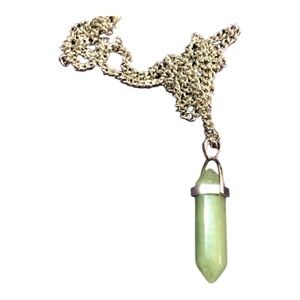 Aventurine Green Crystal Pendant on 24” Stainless Steel Chain Unisex